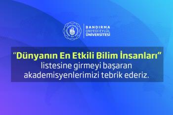 BANÜ’den On Bir Bilim İnsanı "Dünyanın En Etkili Bilim İnsanları" Listesinde